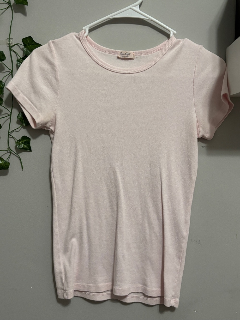 John Galt Pale Pink Short Sleeve Crew Baby Tee